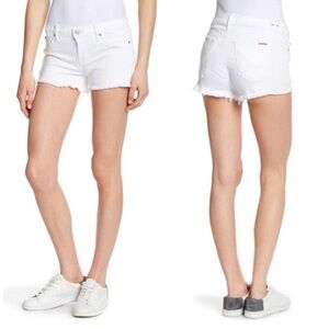 Hudson Jean Shorts White Denim Amber Fray Hem SZ 32 NWT